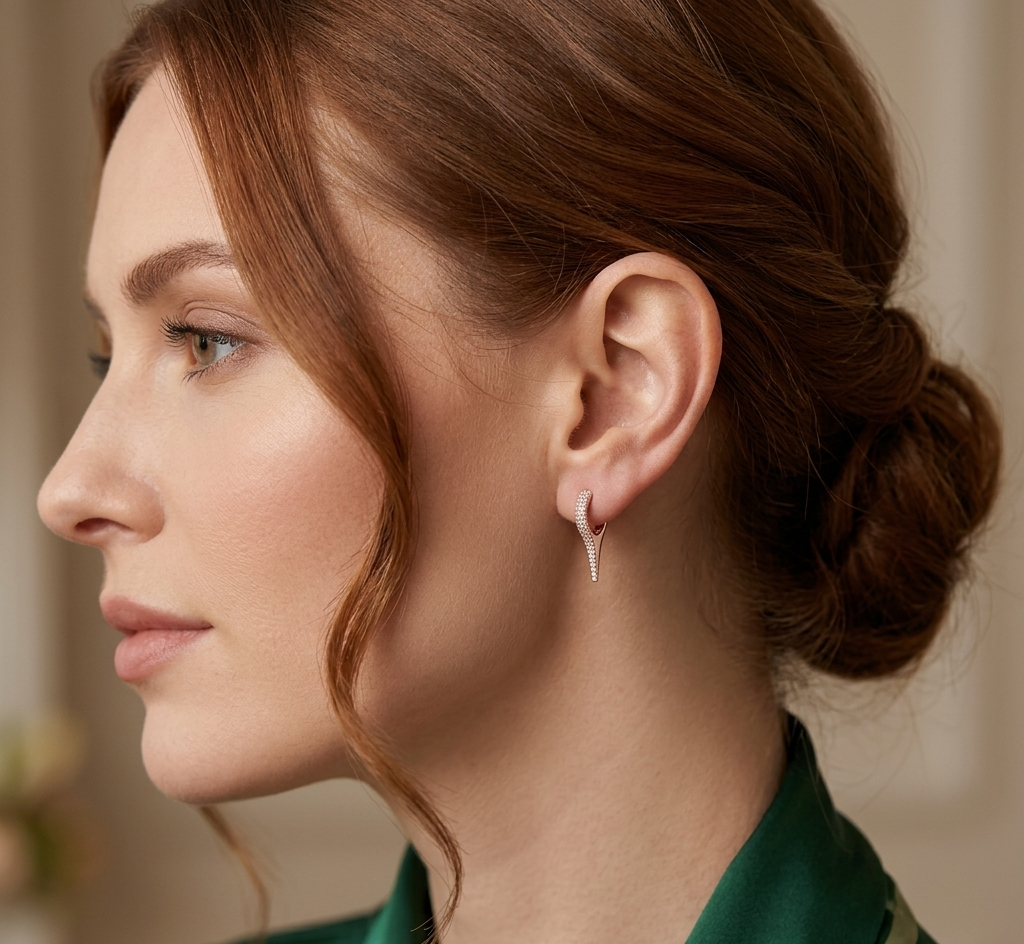 Diamond & Rose Gold Spike Earrings