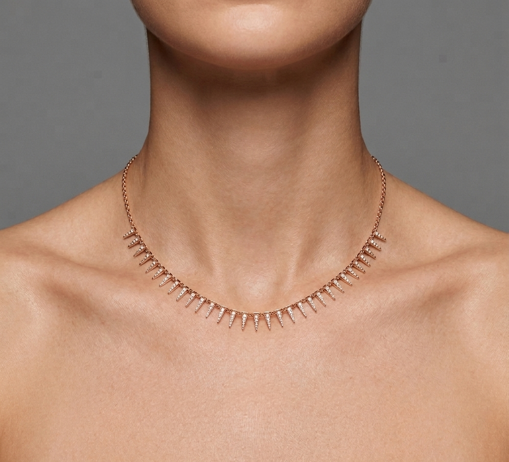Spike Diamond & Rose Gold Choker