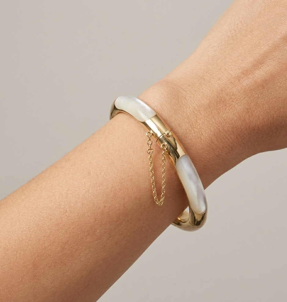 Mother of Pearl & Gold Cuff Bracelet
