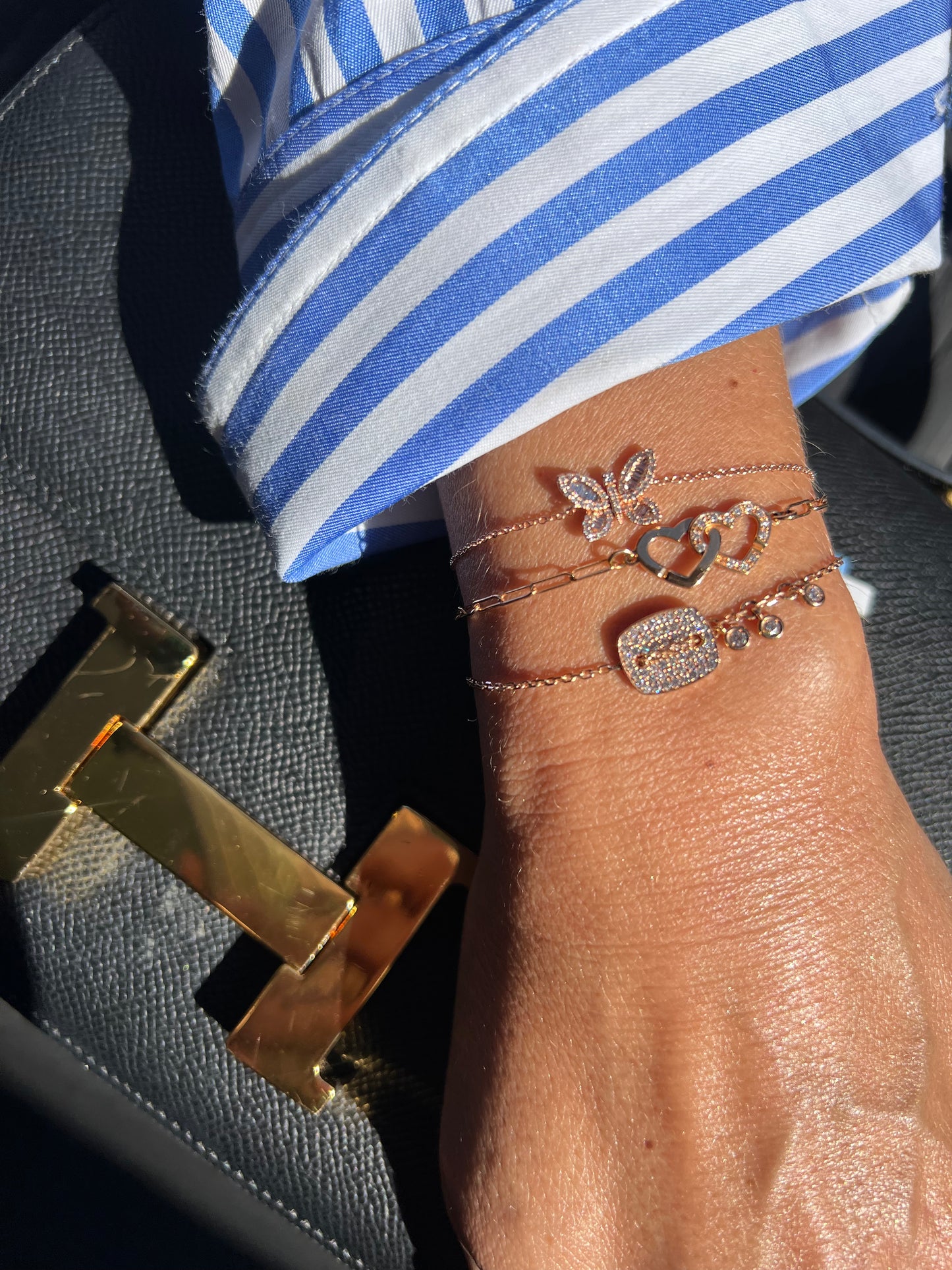 Diamond & Rose Gold Butterfly Bracelet