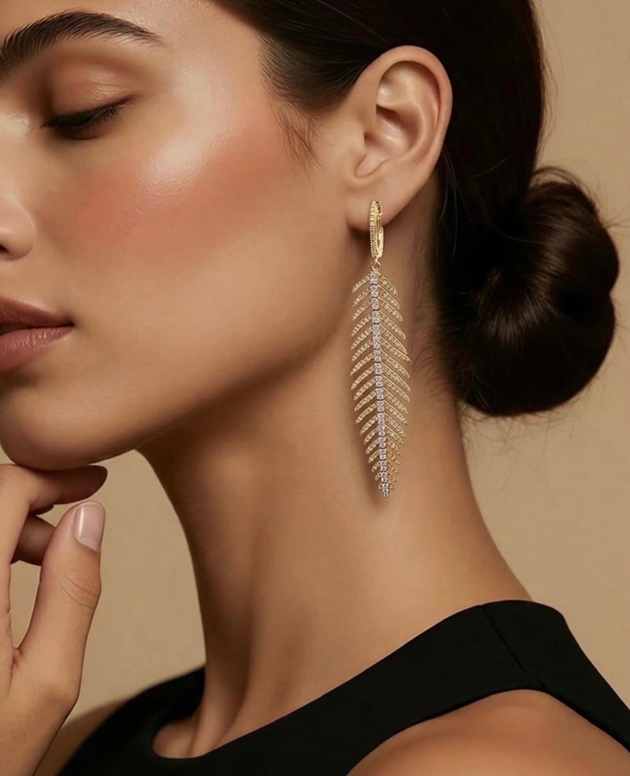 Diamond Feather Earrings