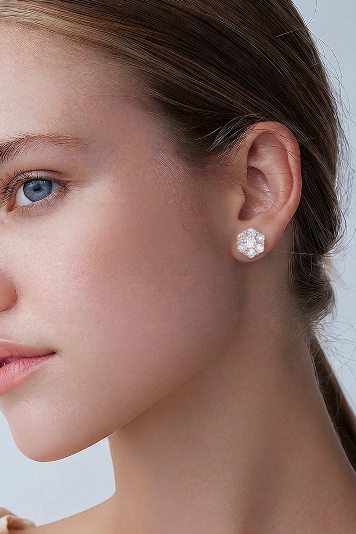 Diamond Blossom Stud Earrings