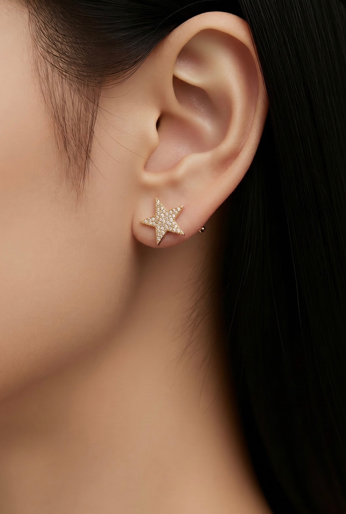 Diamond & Gold Star Stud Earrings