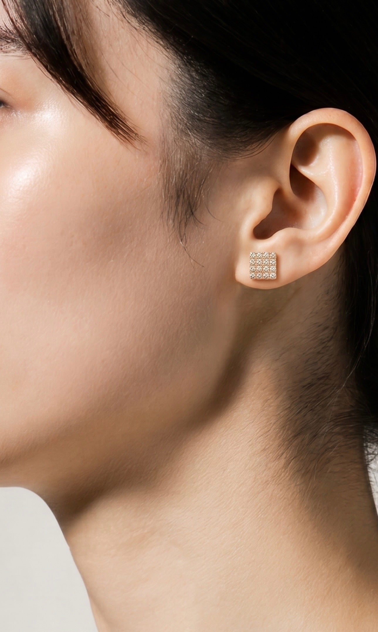 Diamond & Rose Gold Square Pave Earrings