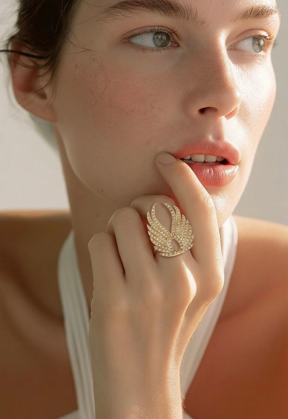 Diamond & Yellow Gold Wing Ring