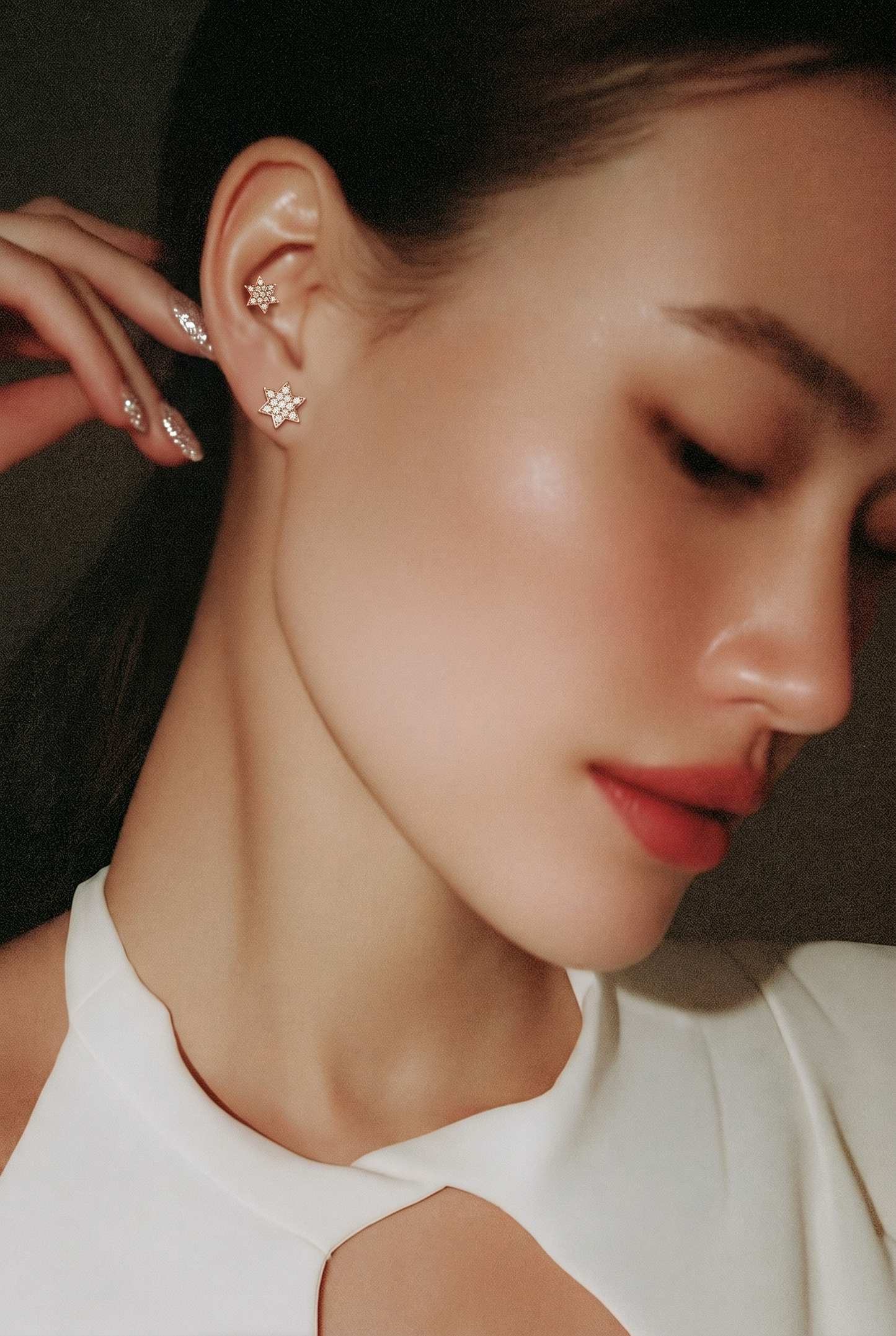 Diamond & Rose Gold Star Of David Stud Earrings