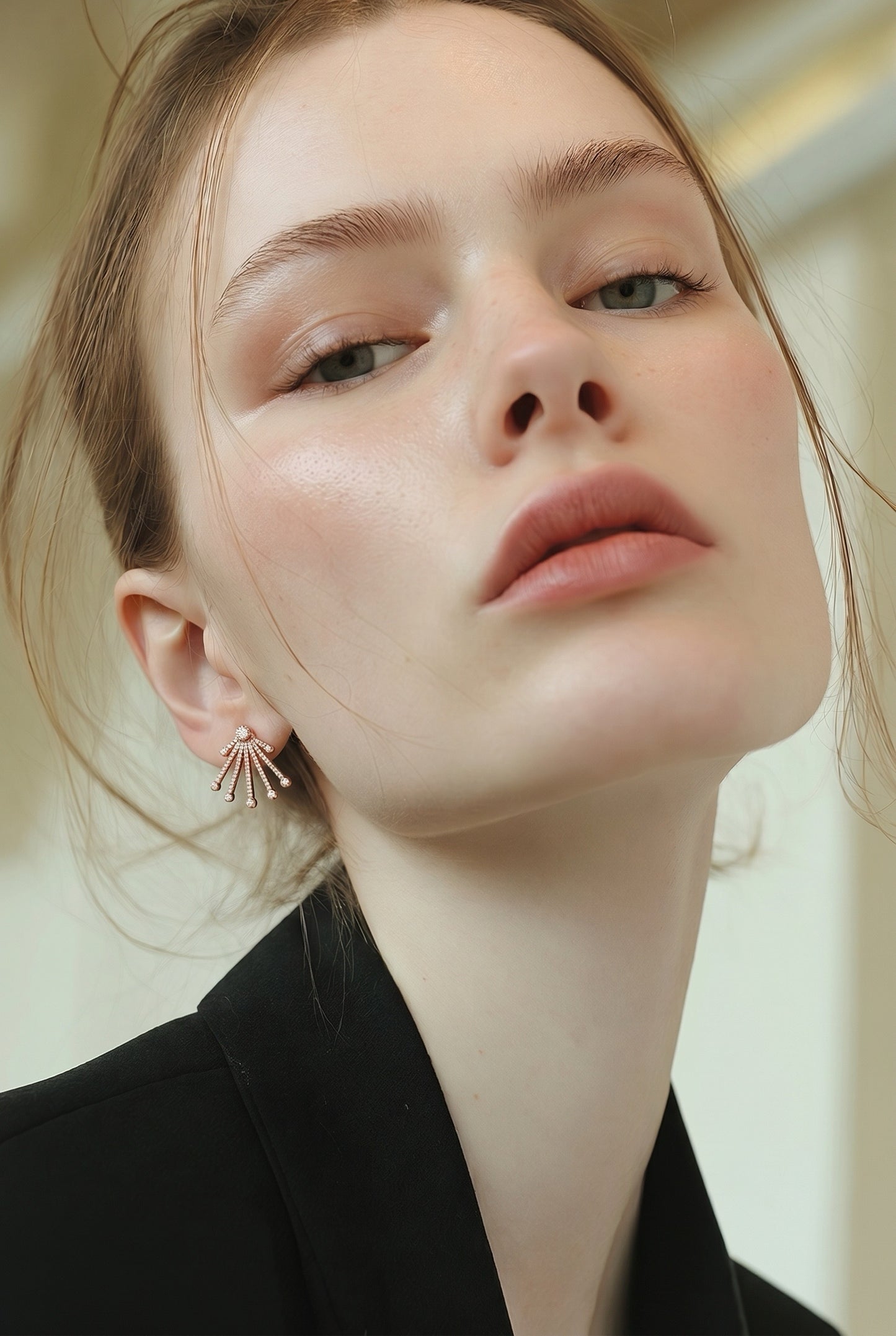 Diamond & Rose Gold Bezels Cuff Earrings