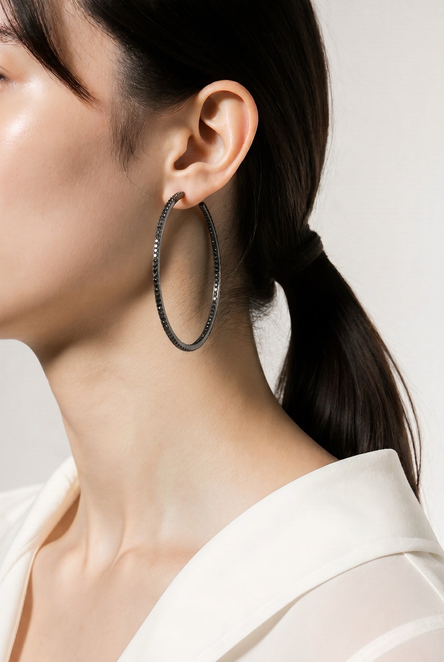 Champagne Diamond & Gold Hoop Earrings