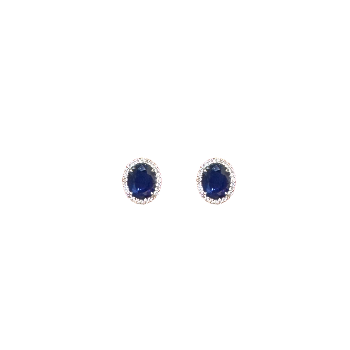 Sapphire & Diamond White Gold Stud Earrings