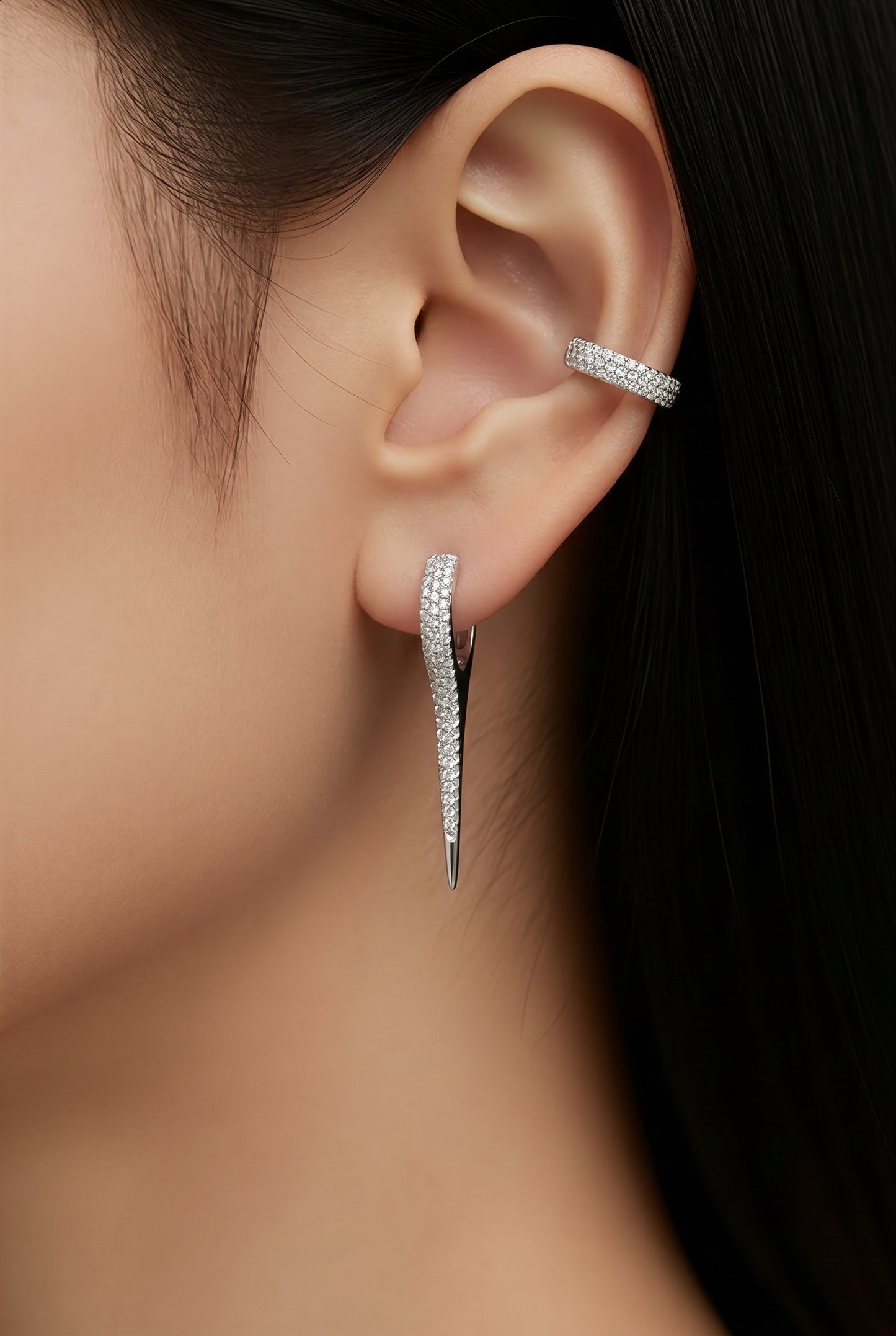 Diamond & White Gold Spike Earrings