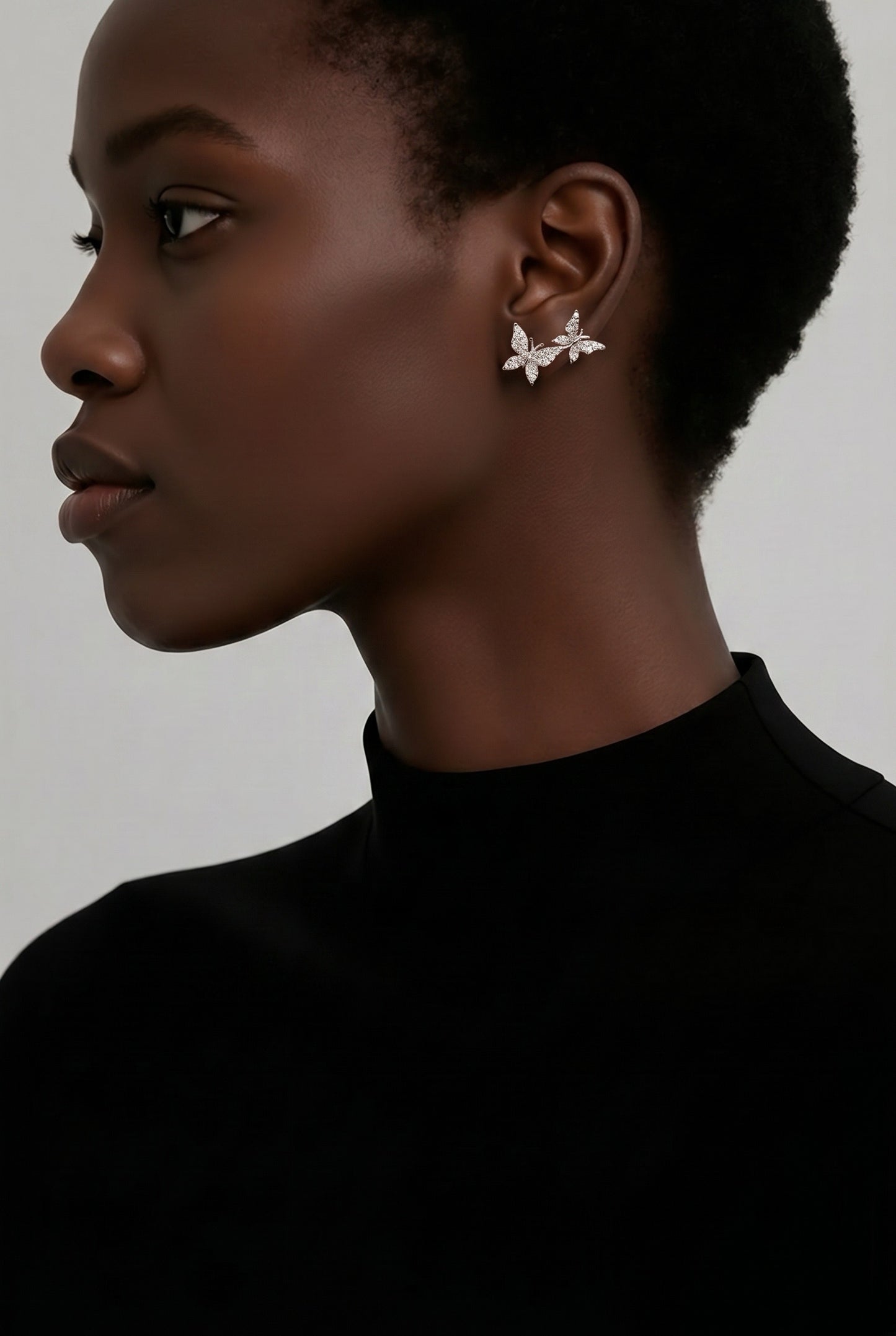 Diamond & White Gold Double Butterfly Earring