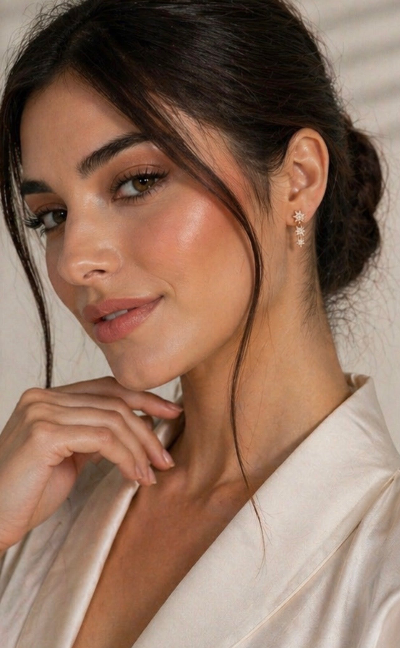 Diamond & Rose Gold Star Drop Earrings