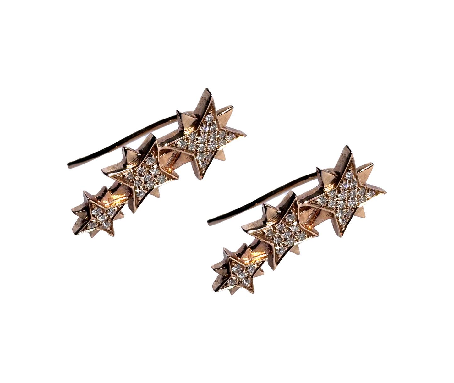 Diamond & Rose Gold Star Drop Earrings