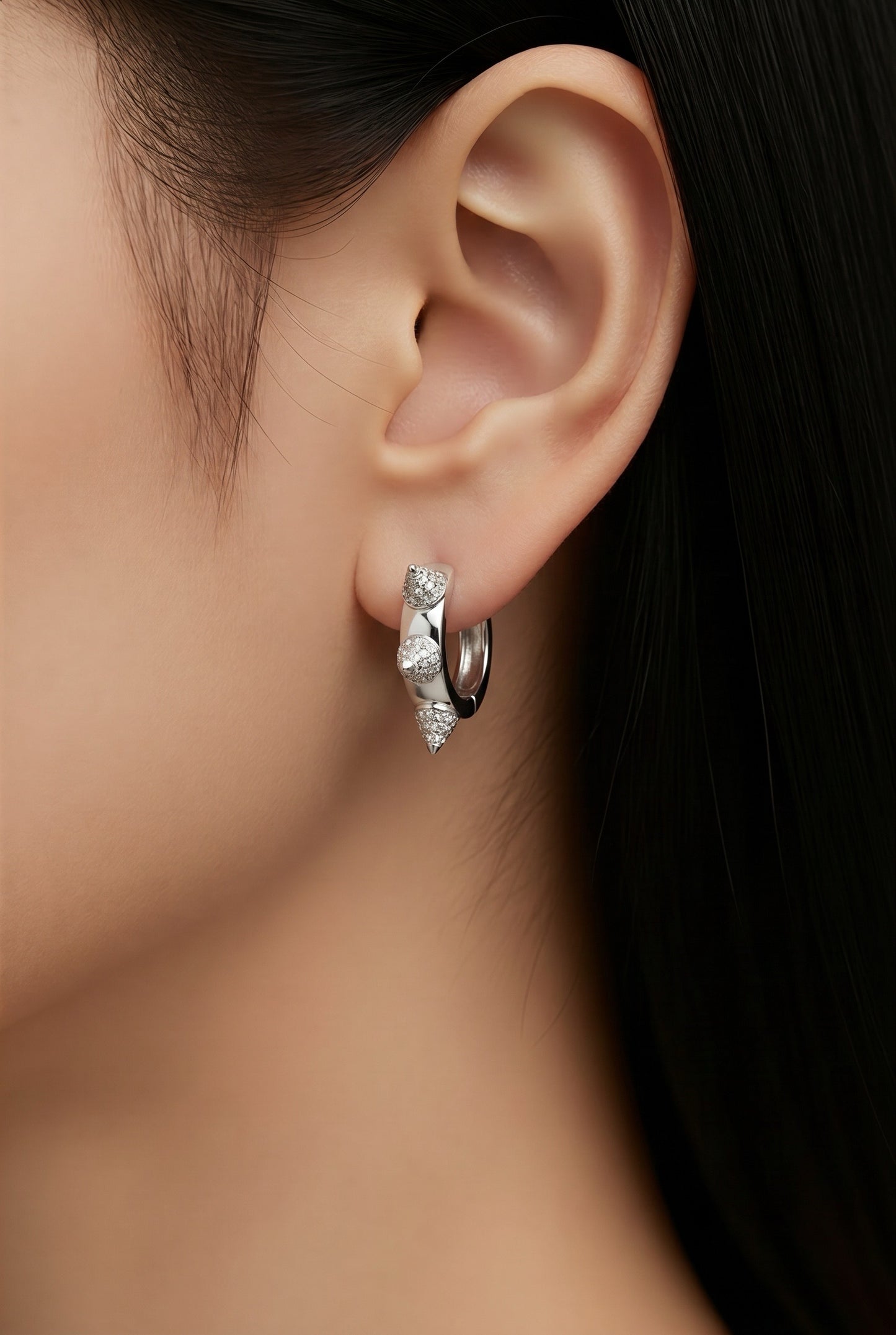 Diamond & White Gold Spike Hoops Earrings