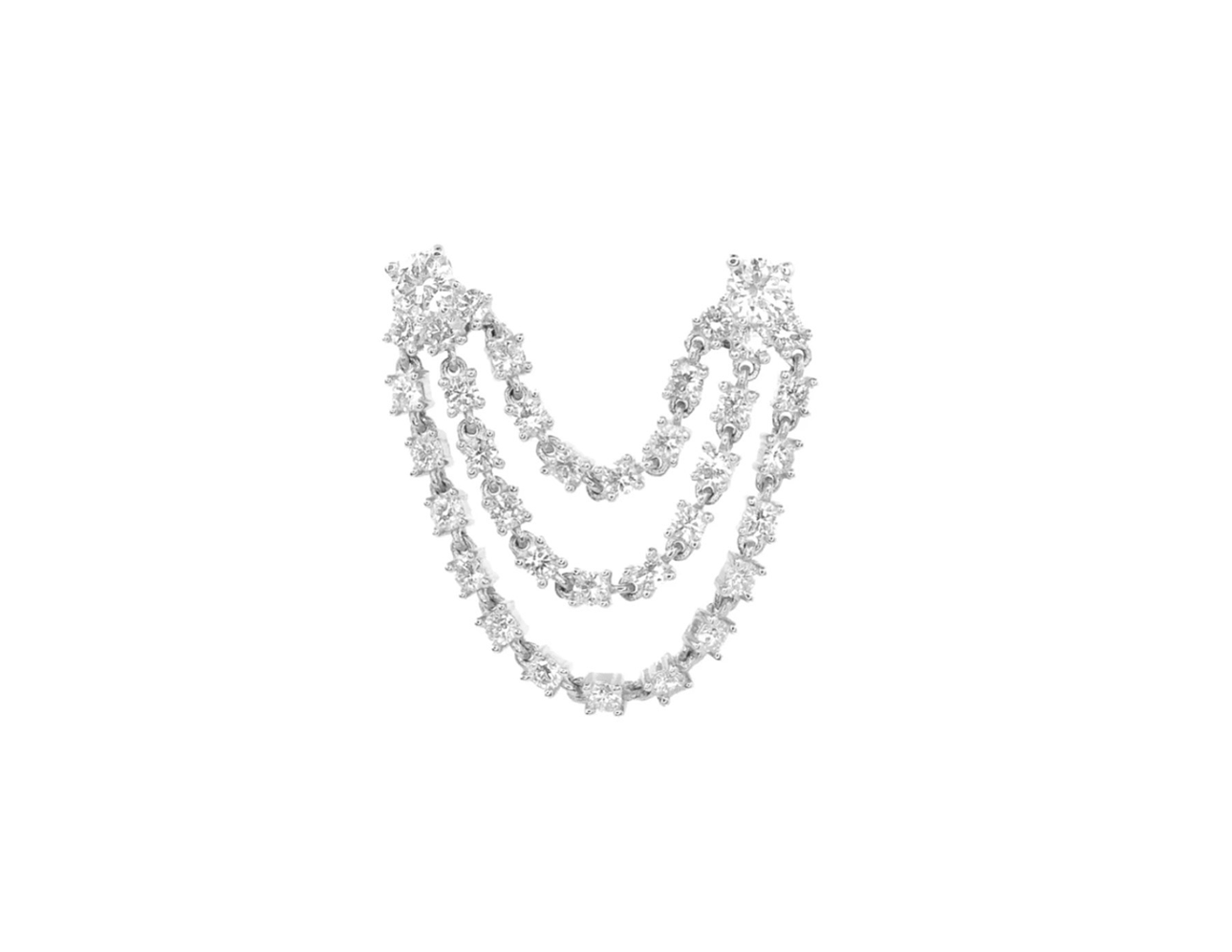 Diamond & White Gold Triple Chain Earring