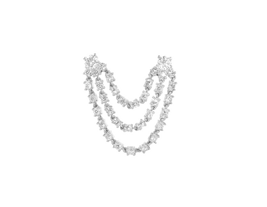 Diamond & White Gold Triple Chain Earring