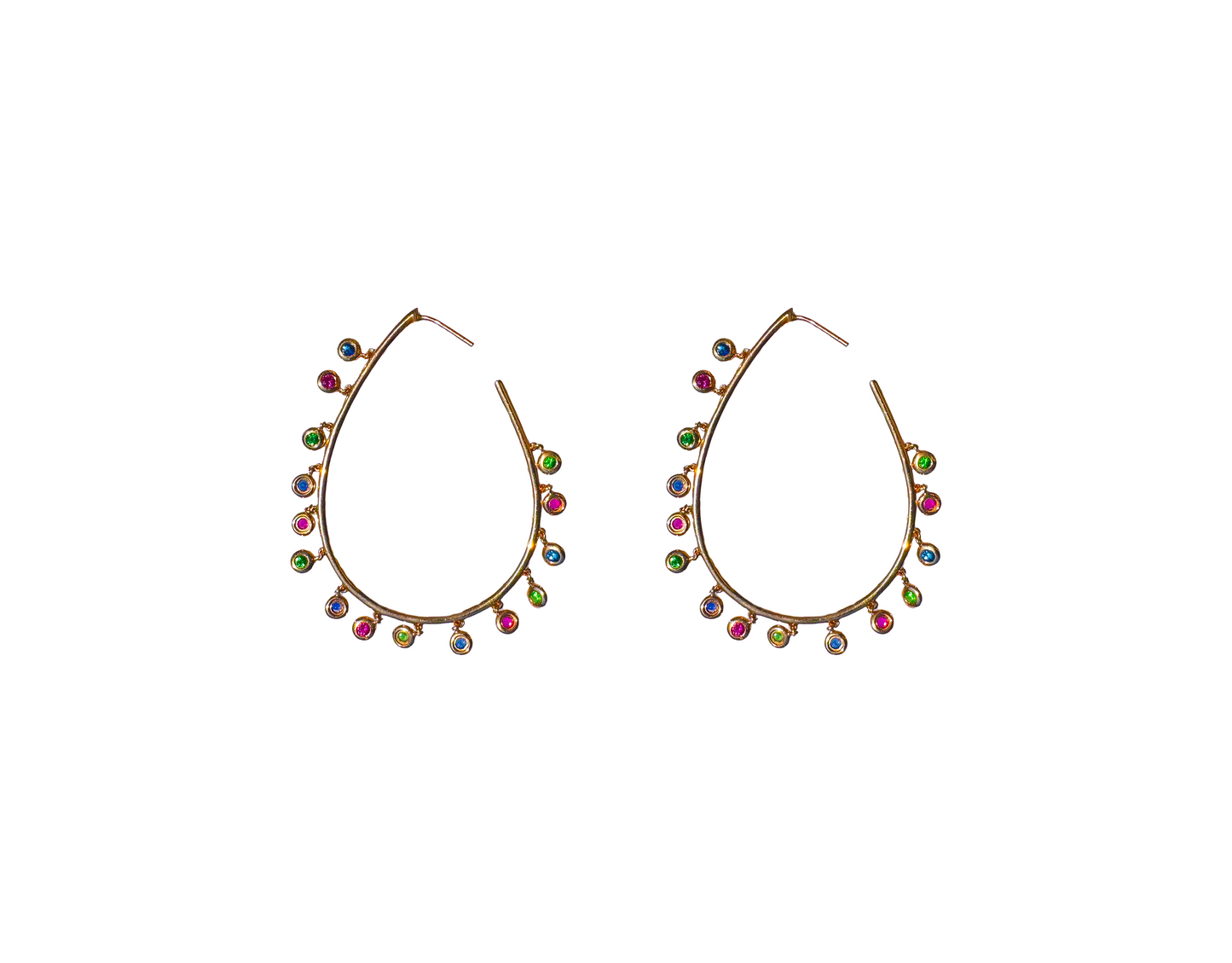 Rose Gold Multi Sapphire Hoops Earrings
