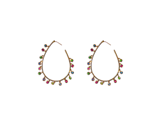 Rose Gold Multi Sapphire Hoops Earrings