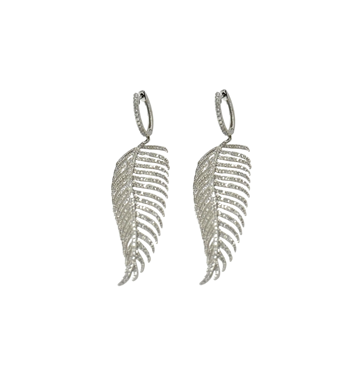 Diamond & White Gold Leaf Earrings