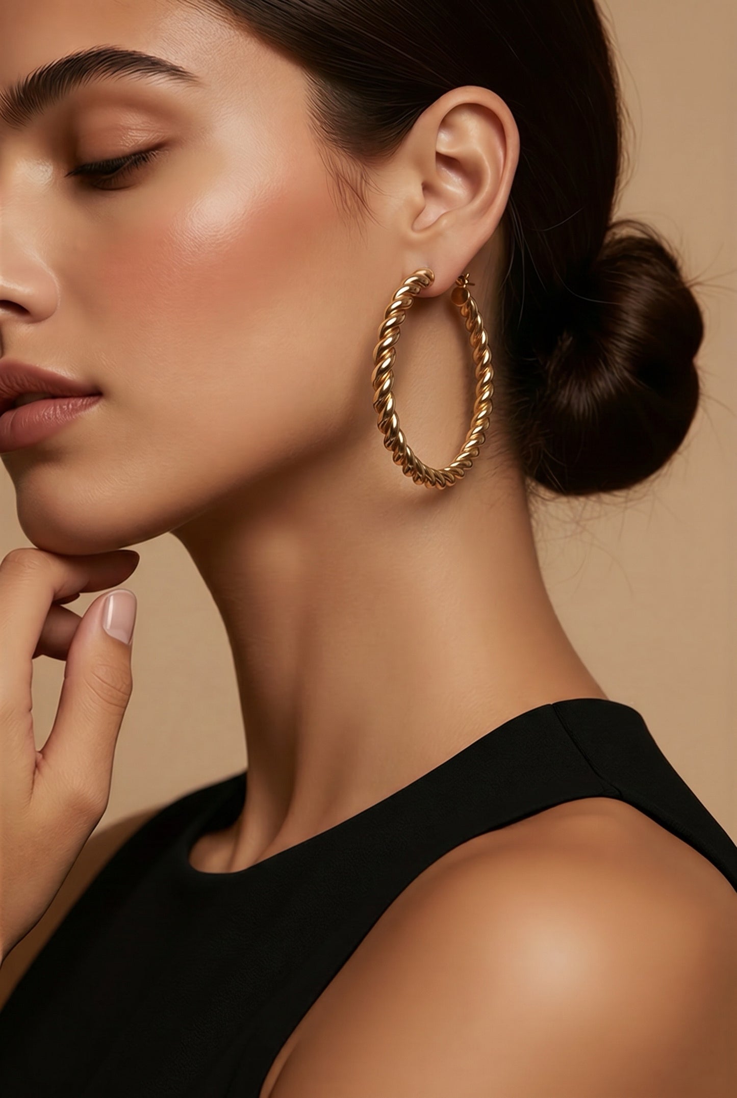 Gold Twist Hoop Earrings