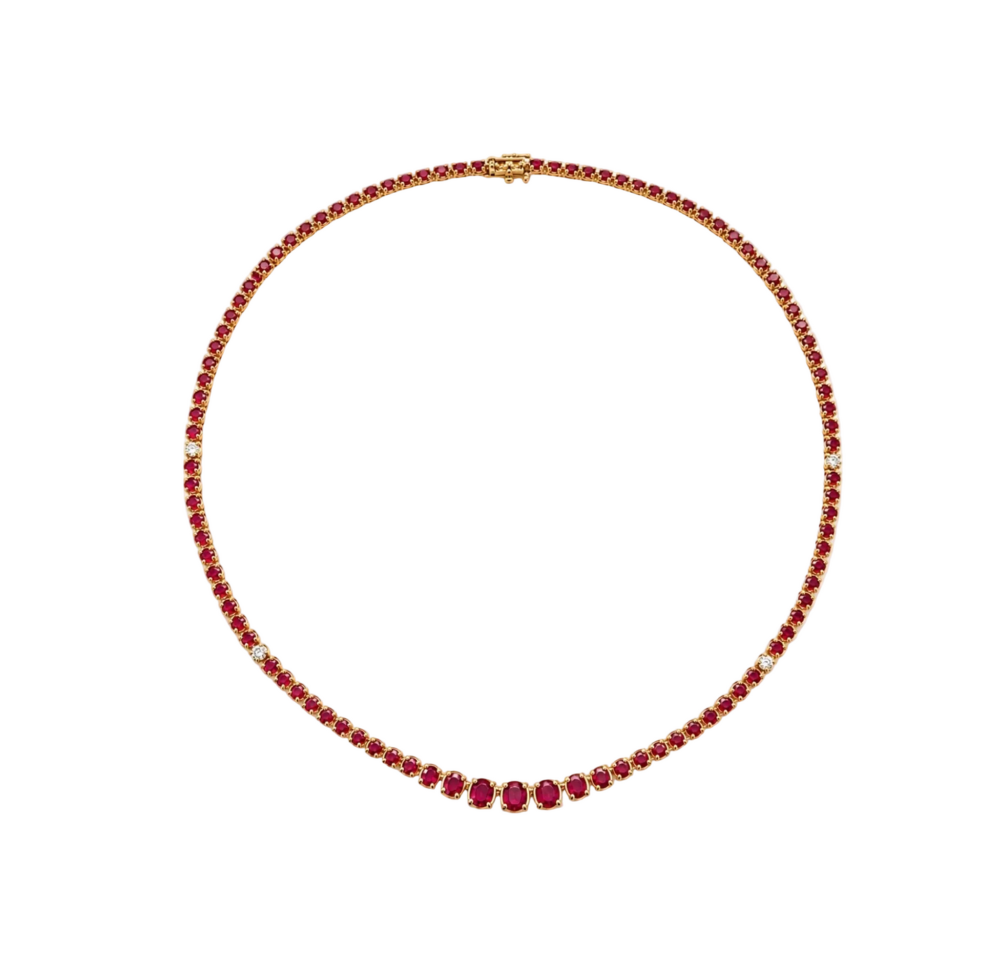 Ruby & Rose Gold Tennis Necklace