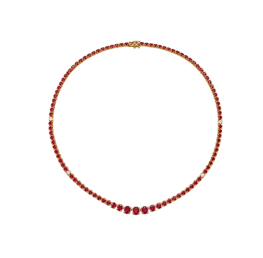 Ruby & Rose Gold Tennis Necklace