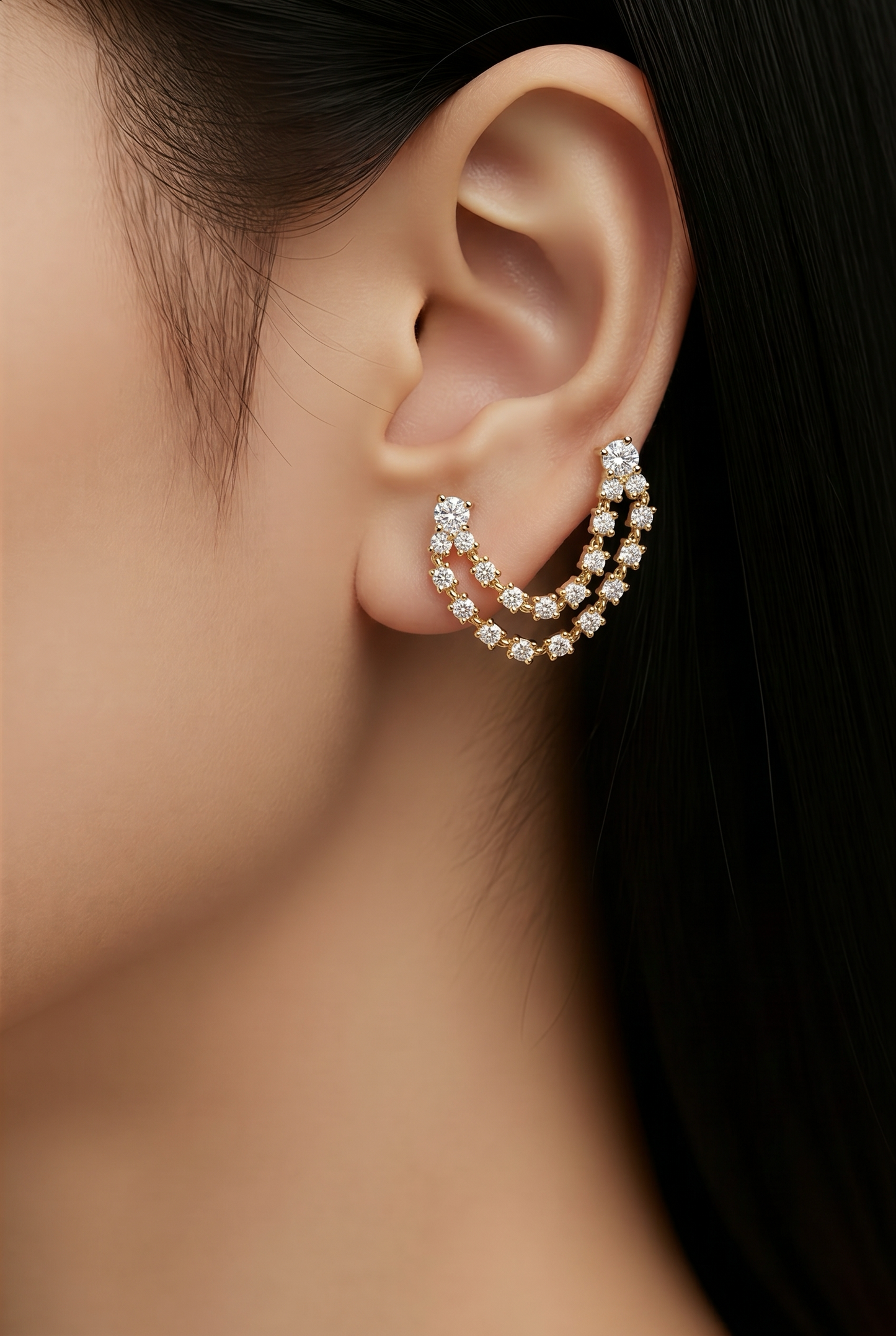 Yellow Gold Chain Earrings