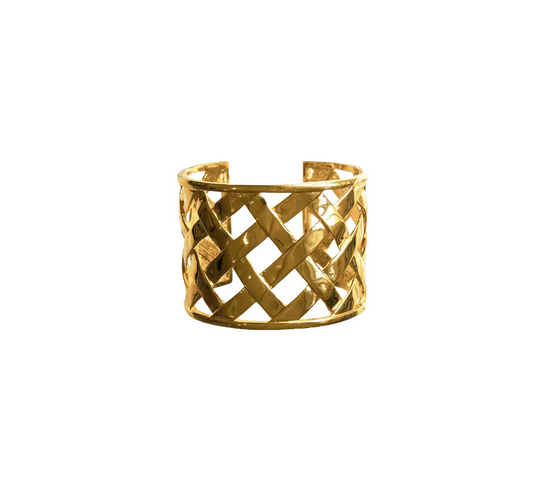 Polished Basket Weave Cuff Bracelet