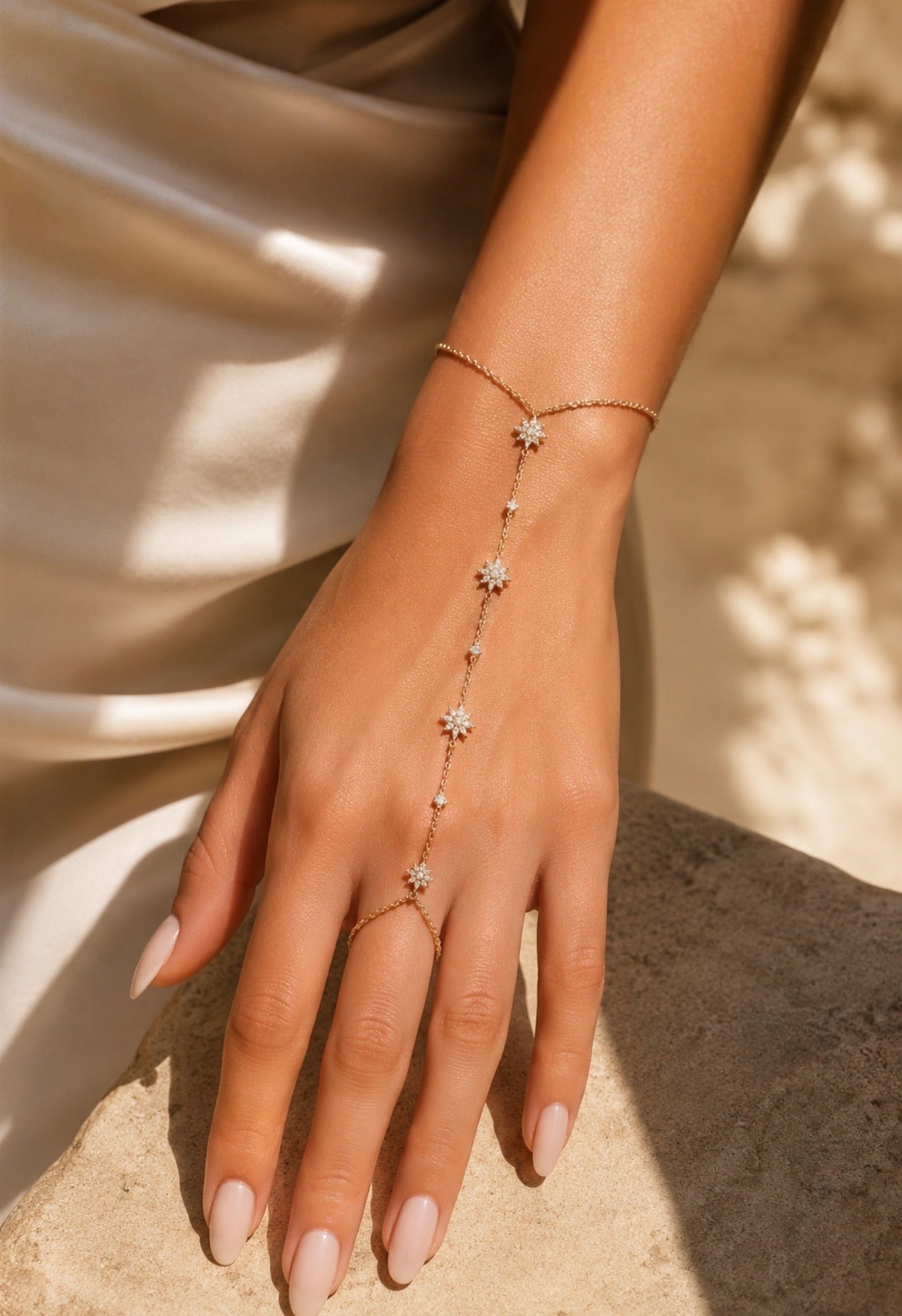 Diamond & Gold Starburst Hand Chain