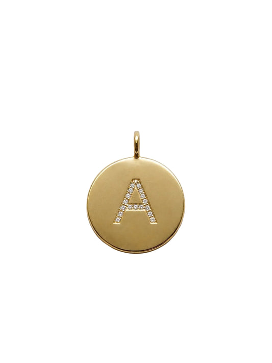Gold & Diamond 'A' Circle Charm