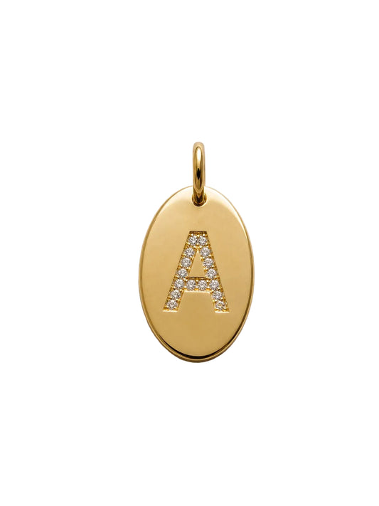 Gold & Diamond Oval 'A' Charm