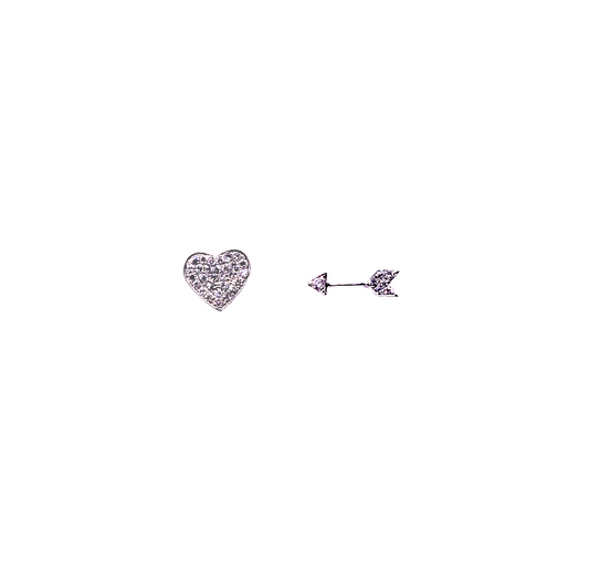 Diamond & White Gold Heart & Arrow Stud Earrings