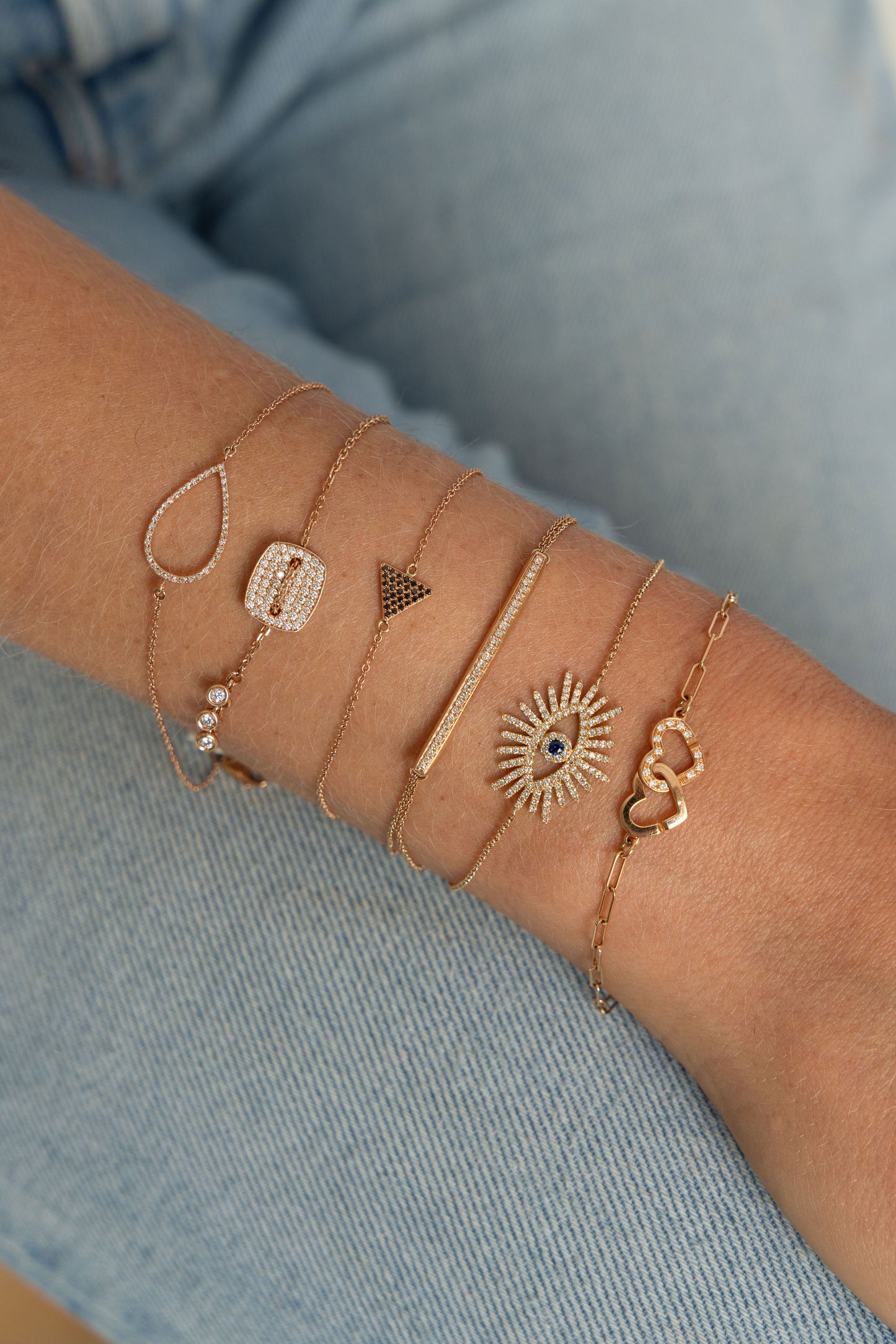 Diamond & Rose Gold Pave Station Bracelet