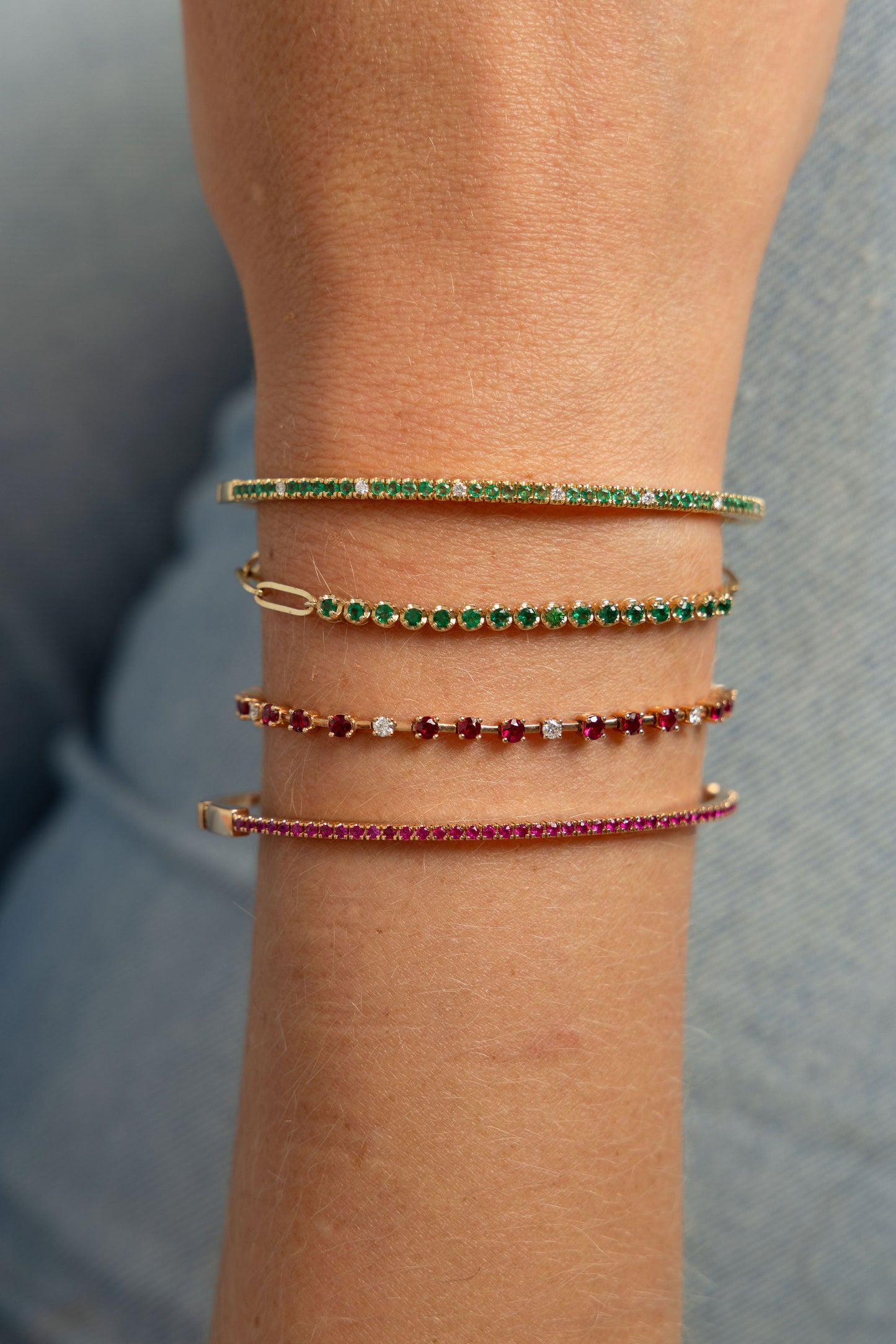 Emerald & Gold Link Bracelet