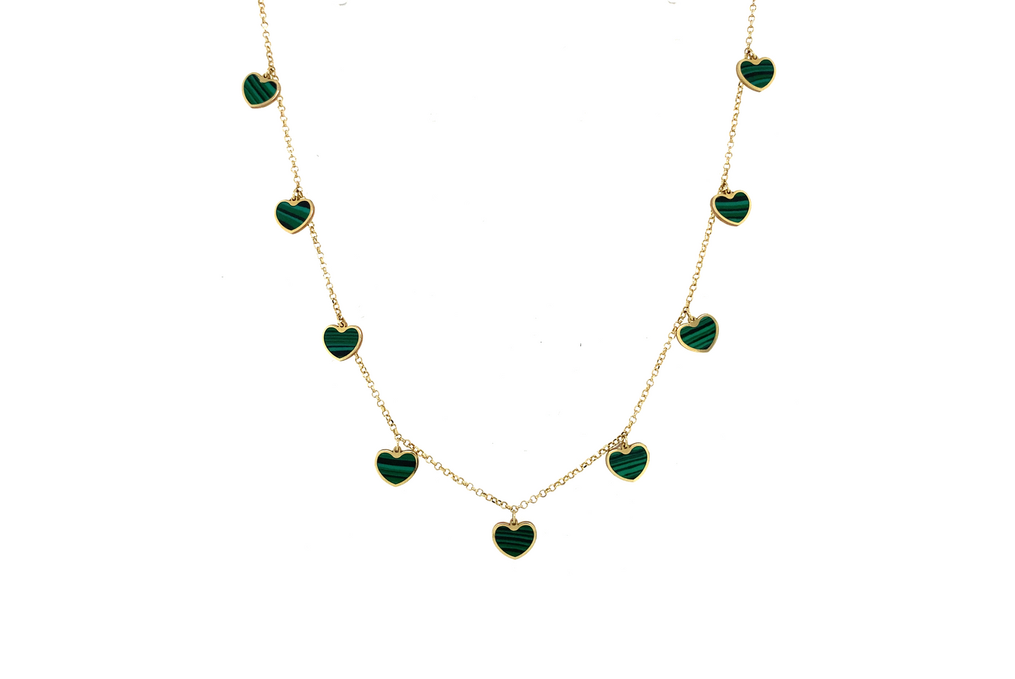 Malachite Heart & Gold Necklace