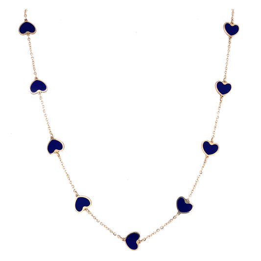 Lapis Lazuli  & Gold Heart Station Necklace