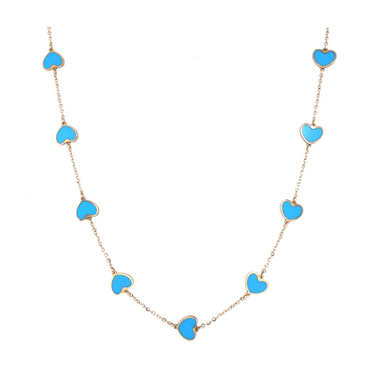Turquoise & Gold Heart Necklace