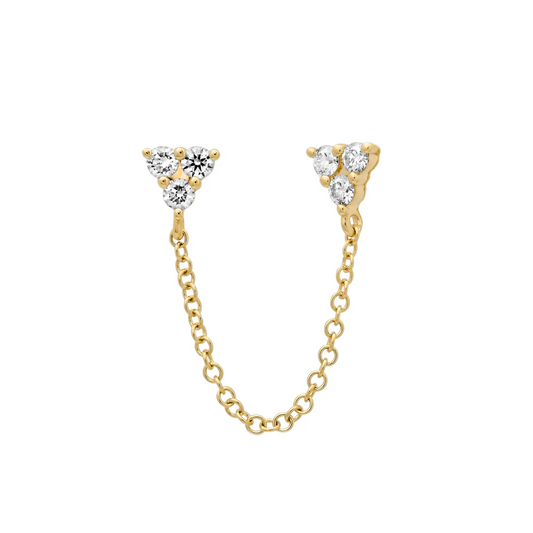 Diamond & Gold Triangle Chain Earring
