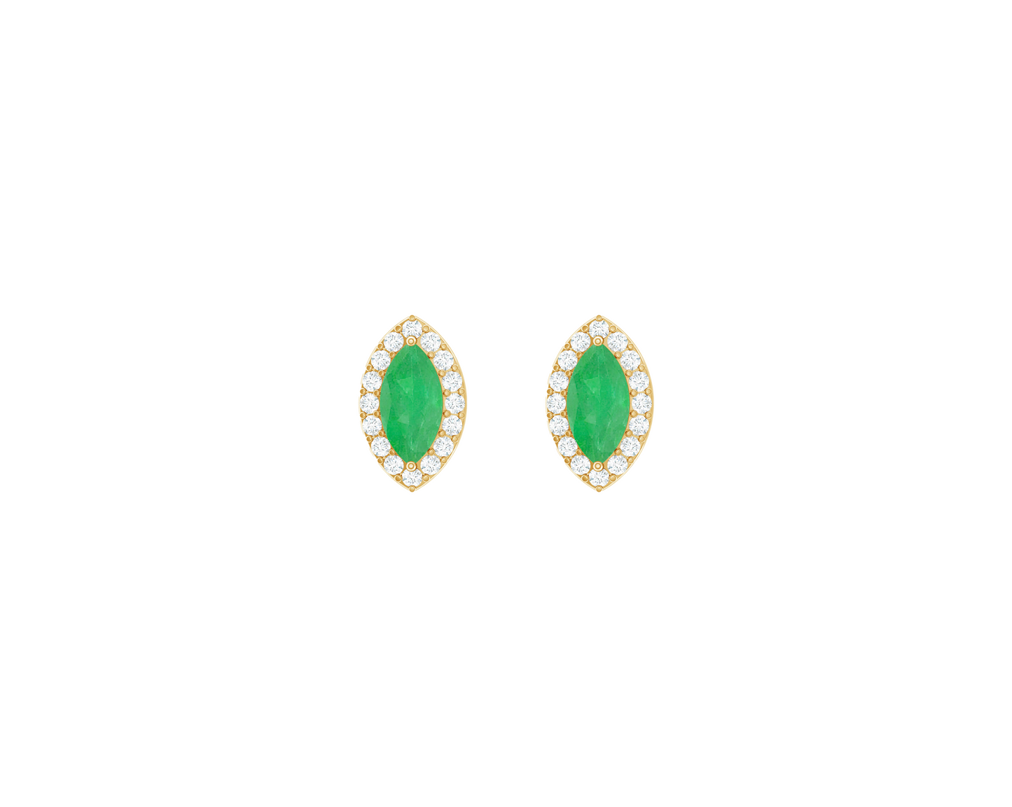 Emerald & Diamond Gold Stud Earrings