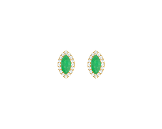 Emerald & Diamond Gold Stud Earrings