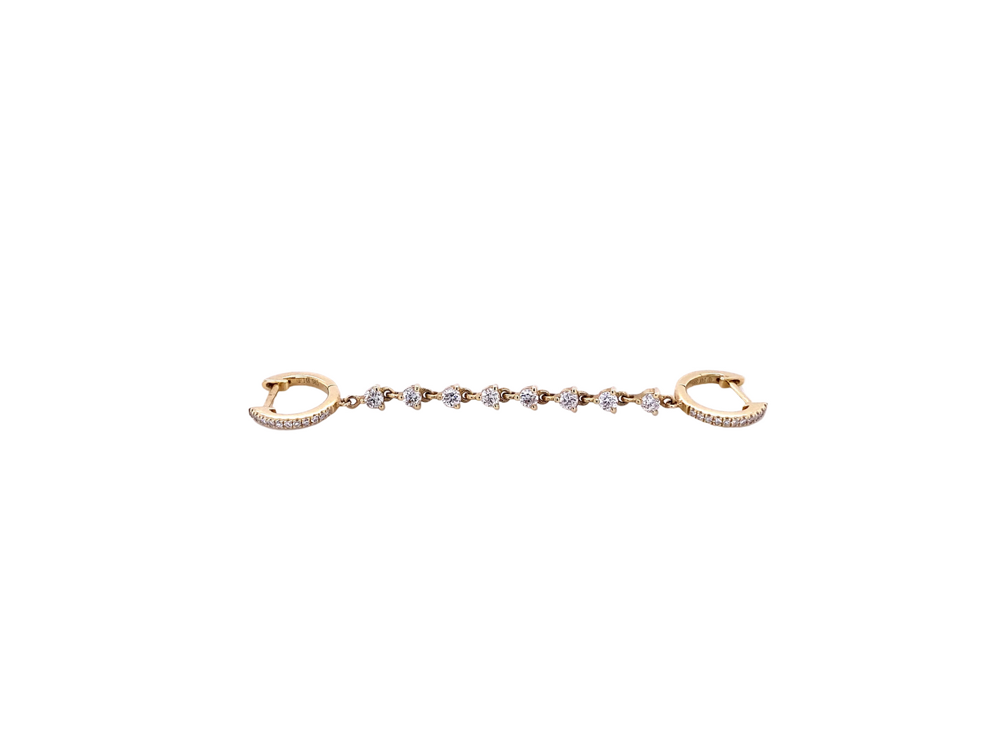 Yellow Gold Huggie with Chain Diamond