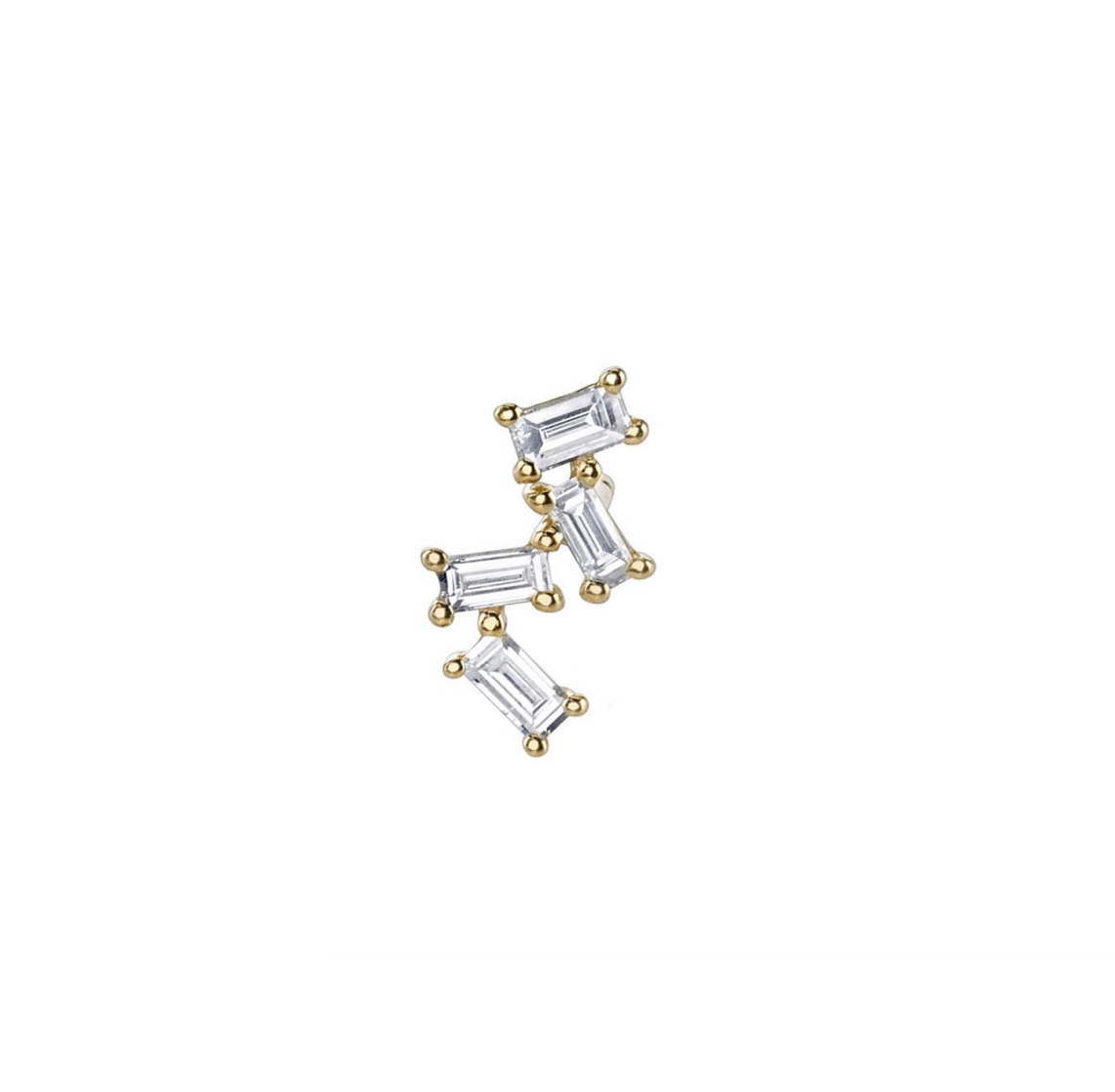 Gold & Diamond Baguette Stud Earring