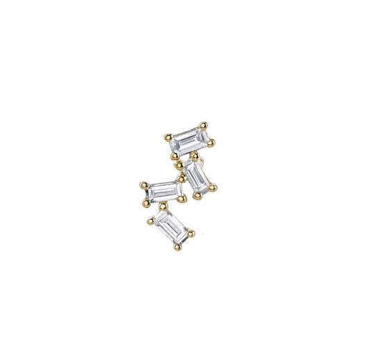 Gold & Diamond Baguette Stud Earring