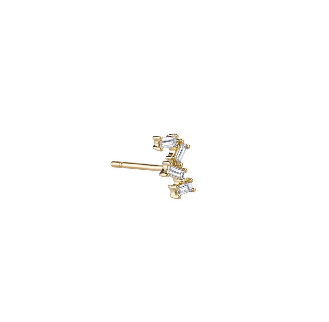 Gold & Diamond Baguette Stud Earring