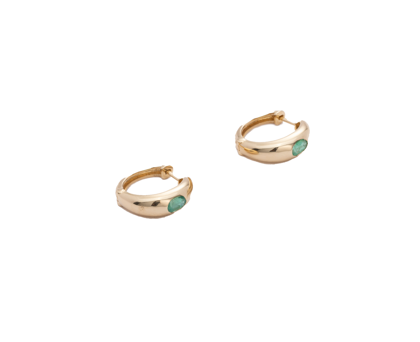 Gold & Emerald Huggie Earrings