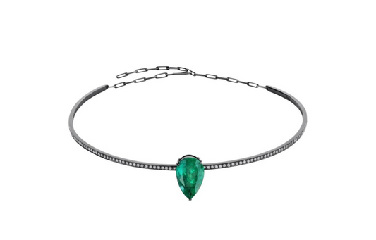 Emerald White Gold Rhodium Chocker