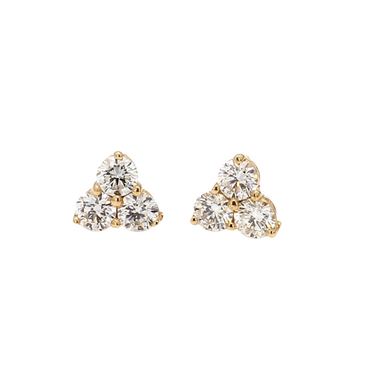 Trio Sparkling Round Diamonds Stud Earrings
