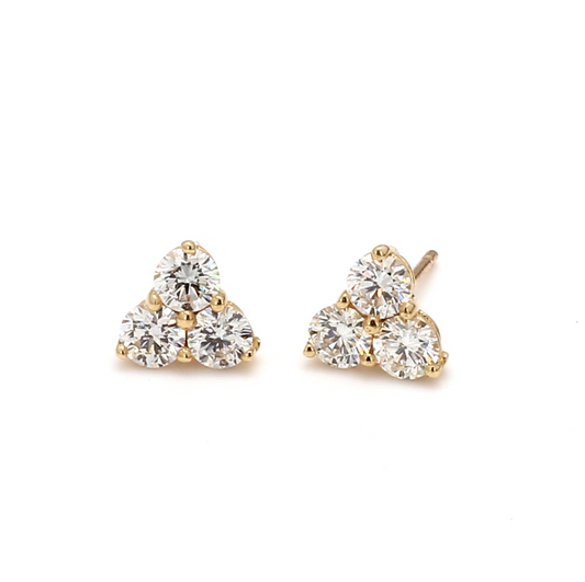 Trio Sparkling Round Diamonds Stud Earrings