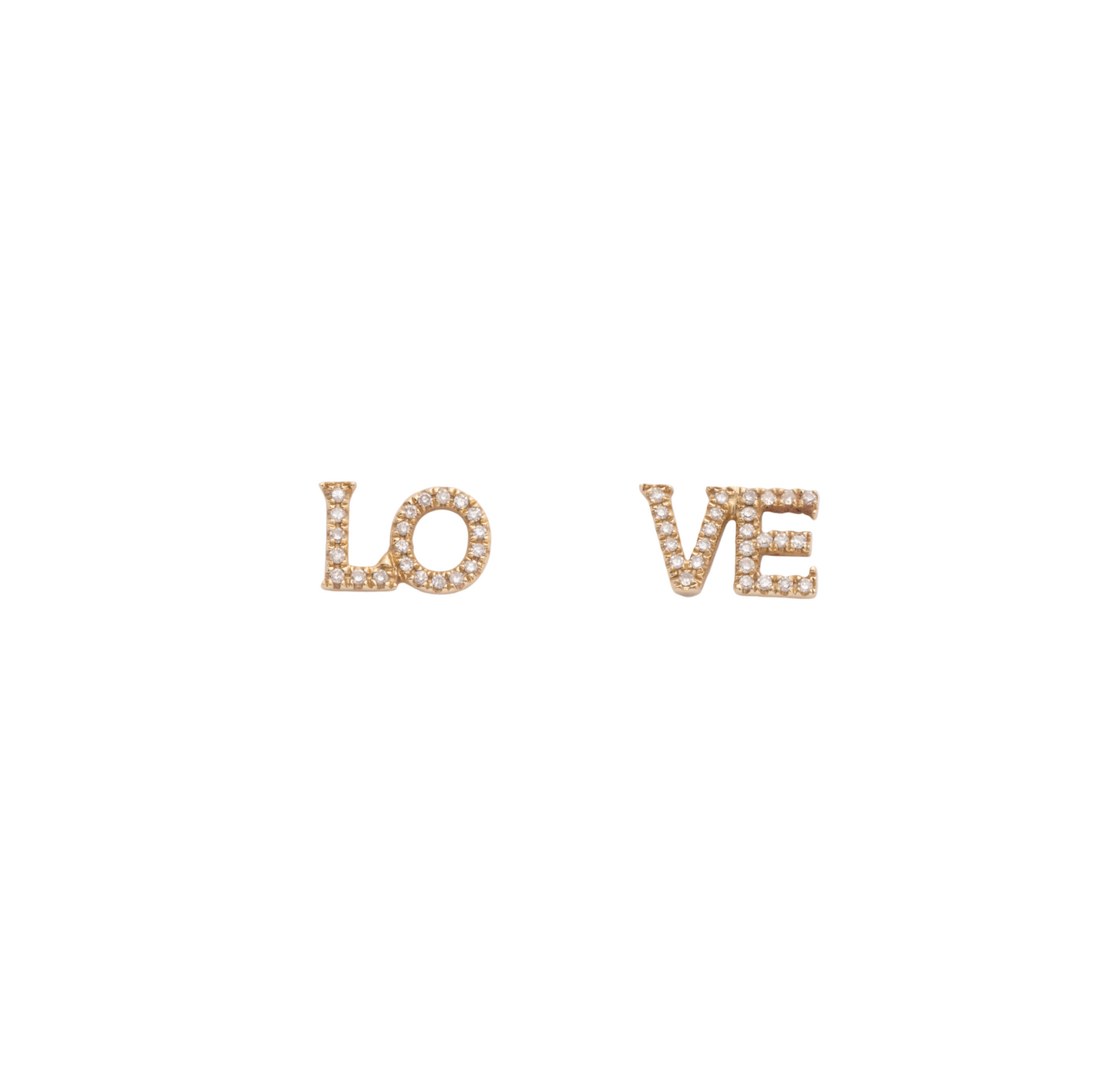 Diamond & Yellow Gold "LOVE" Stud Earrings