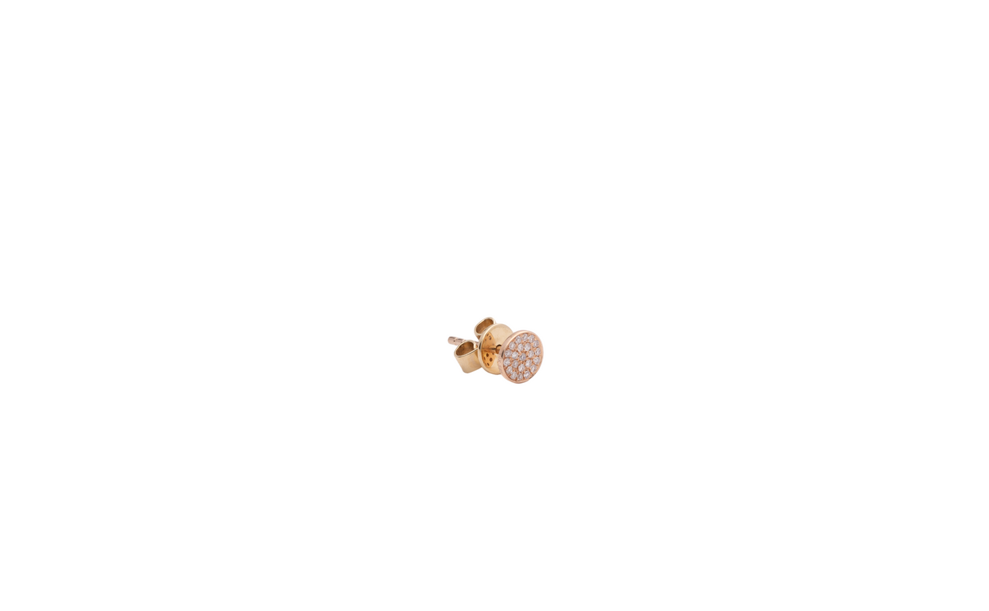 Diamond & Rose Gold Flat Circle Stud Earrings